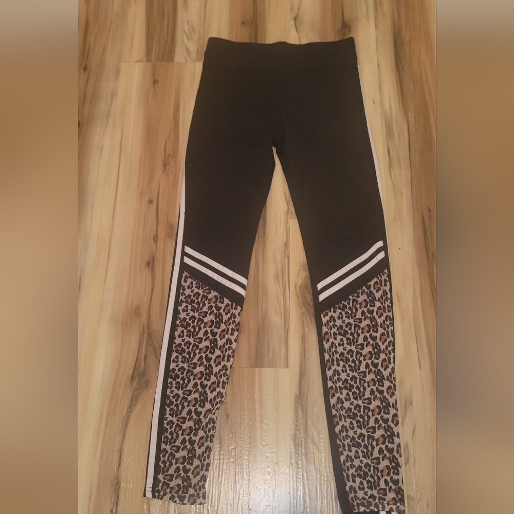 Black With Brown and Leopard Print Leggings